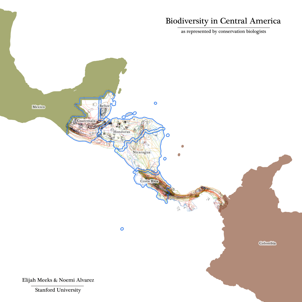 Amphibian ranges of Central America as provided by the IUCN Red List