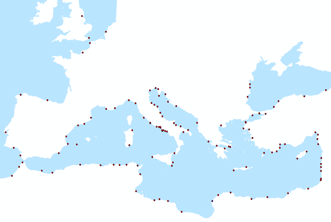 Map of the mediterranean sea. 